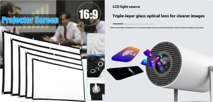 Portable Projector Small Straight Projector For Home Use 180 Degrees Projection Angle Automatic Focus Home Video Projector